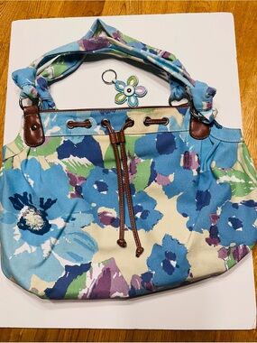 Croft & Barrow multi-colored Floral Canvas Shoulder Bag with Brown Accents
